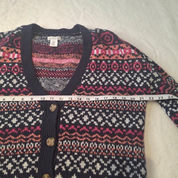 Cupcakes & Cashmere Fair Isle Cardigan Sz S Button Front Nordic Cabin Holiday - Picture 9 of 10